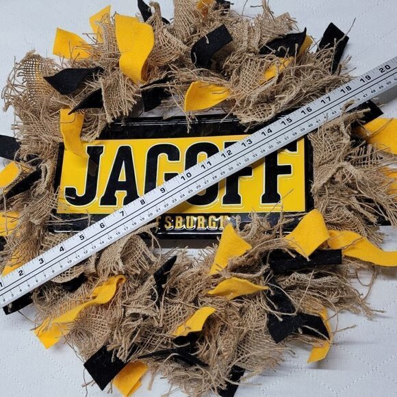 Pittsburgh Steeler Jagoff Black and Gold Rag Wreath - Picture 3 of 5